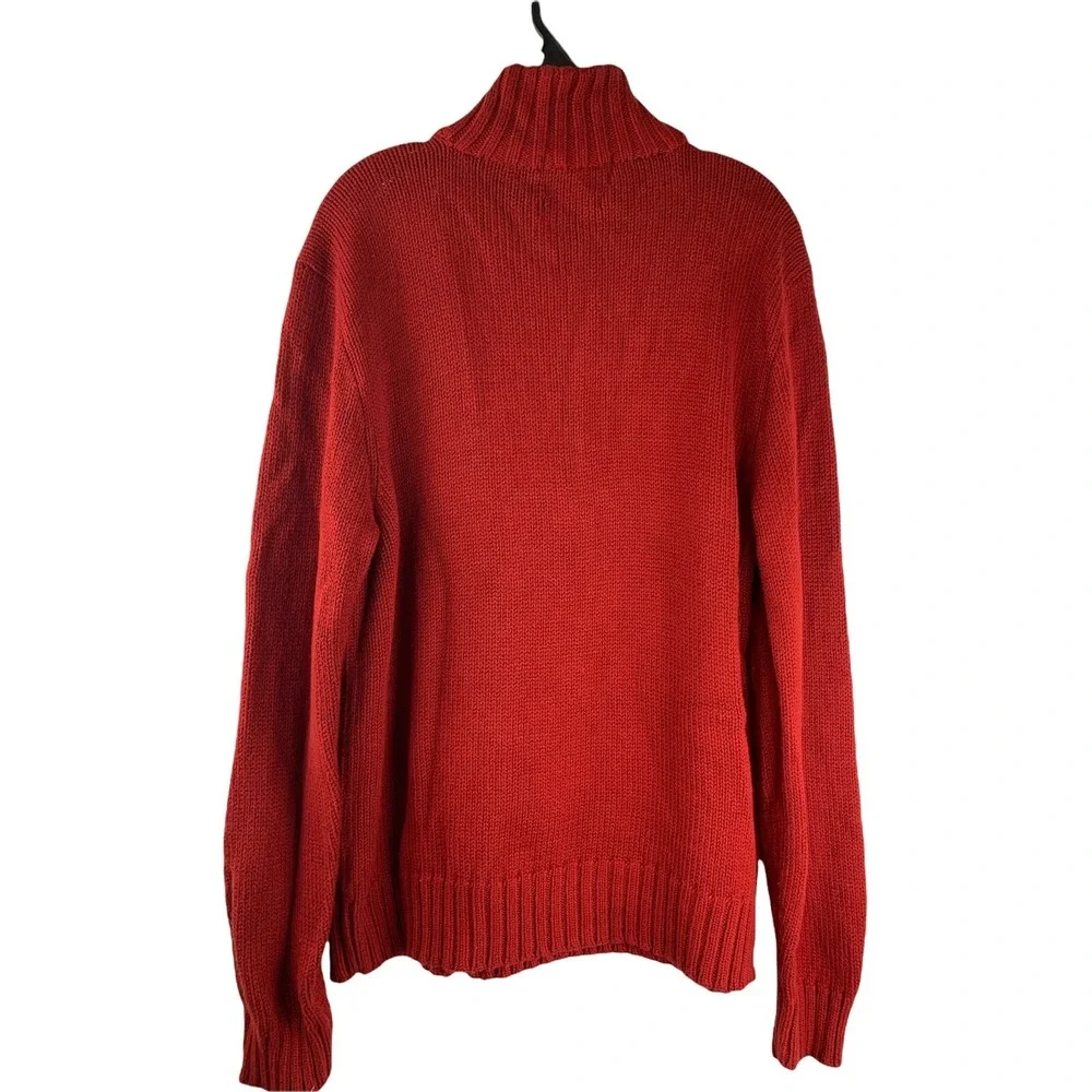 Ralph‎ Lauren Sweater Men's Large Po1o Pullover 100% Cotton Knit Red